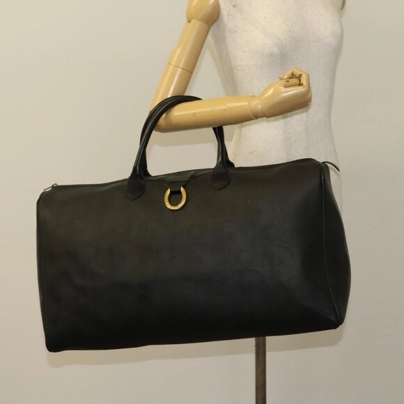 Christian Dior Trotter Canvas Boston Bag Black Gold Auth SW984 - Picture 1 of 16